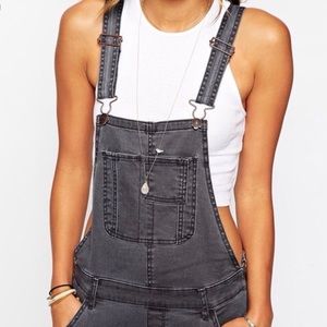 Abercrombie & Fitch Grey Denim Overalls